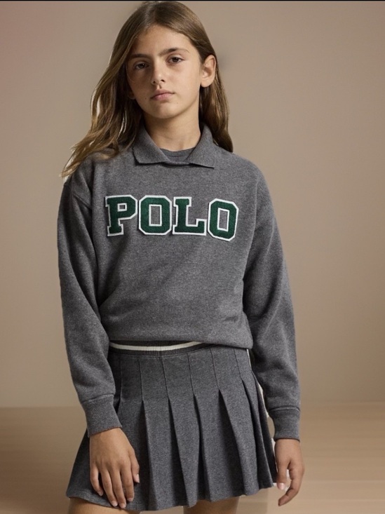 Polo Ralph Lauren Other - POLO RALPH LAUREN Sweatshirt Girls Youth Medium 8/10 Gray Patch Logo Pullover